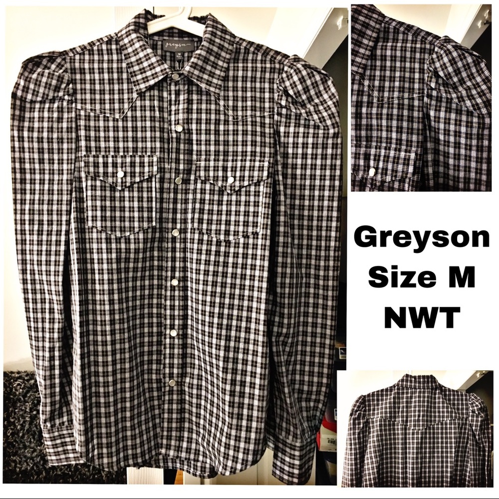 Greysn Plaid Puff Sleeve cowboy button down shirt